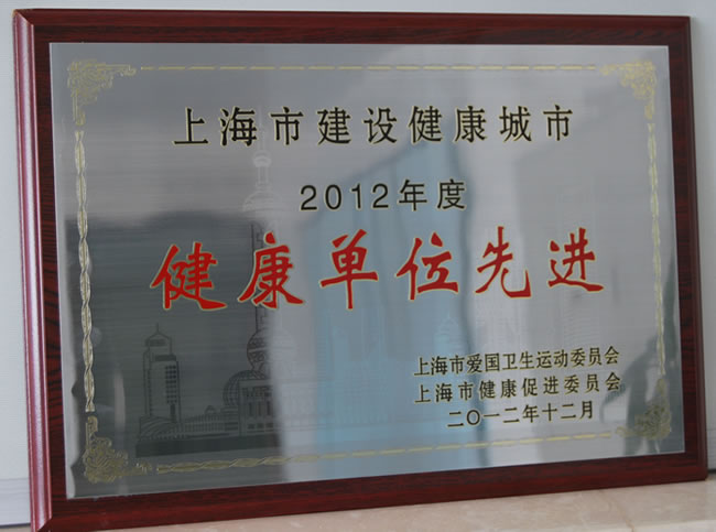 上海市建设健康城市 2012 年度健康单位奖牌