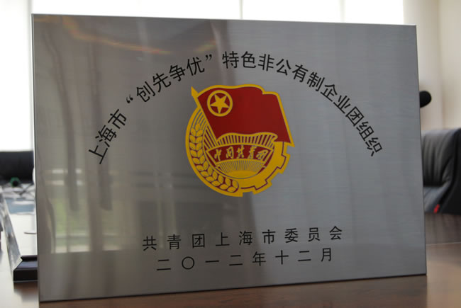 上海市‘创先争优’特色非公有制企业团组织-奖牌