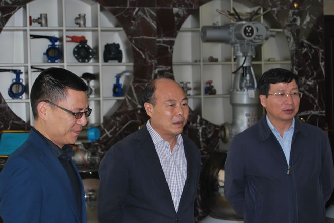 公司党支部书记杨猛（右）、嘉定区副区长朱建江（中）、华亭镇党委书记沈培新