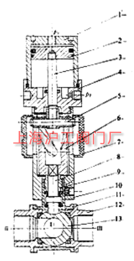 气控三通阀门结构示意图（图 1）